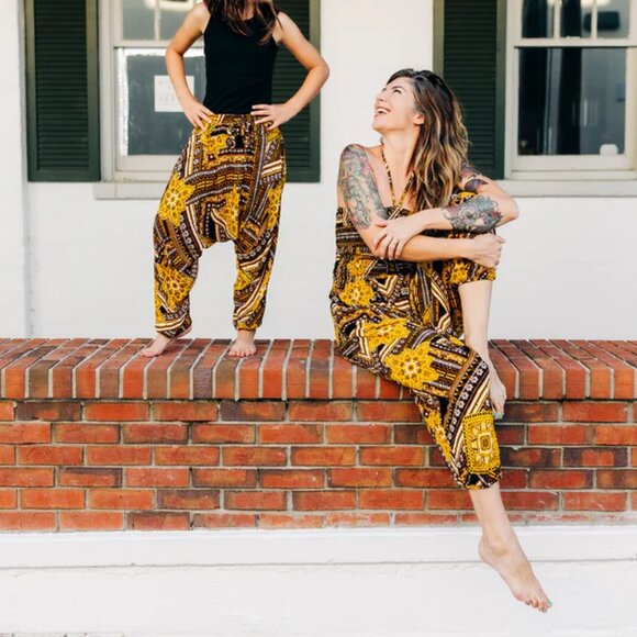 Kids Jakarta Harem Pant Unisex Drawstring Elastic Waist Travel Boho Pocket Pants - Picture 2 of 16